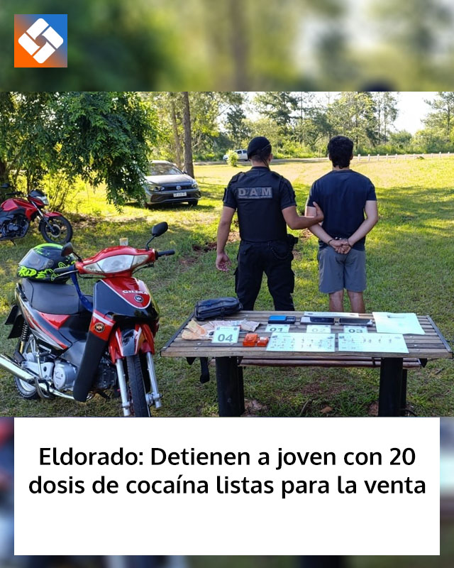 Eldorado: Detienen a joven con 20 dosis de cocaína listas para la venta
