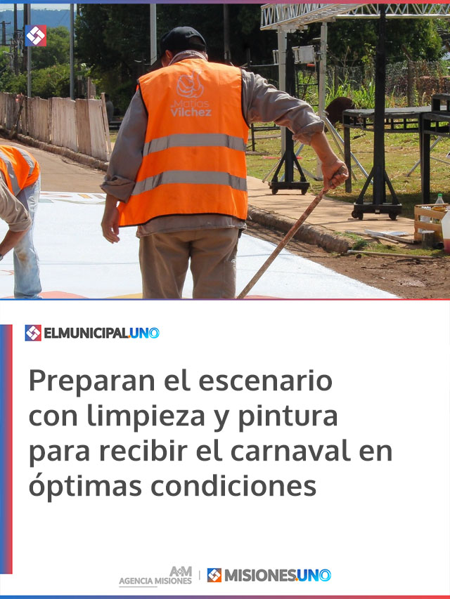 Preparan el escenario con limpieza y pintura para recibir el carnaval en óptimas condiciones