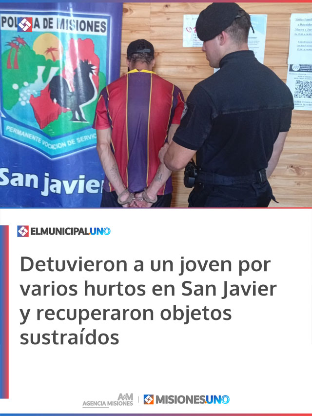 Detuvieron a un joven por varios hurtos en San Javier y recuperaron objetos sustraídos