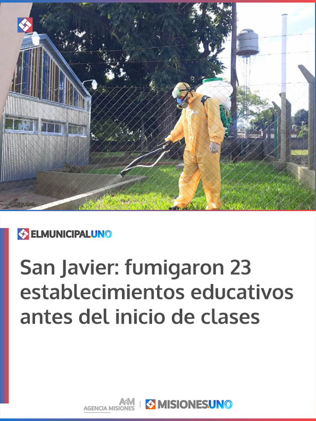 San Javier: fumigaron 23 establecimientos educativos antes del inicio de clases