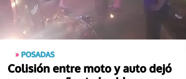 POSADAS: Colisión entre moto y auto dejó un acompañante herido