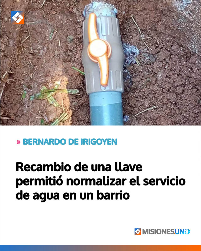 Recambio de una llave permitió normalizar el servicio de agua en un barrio