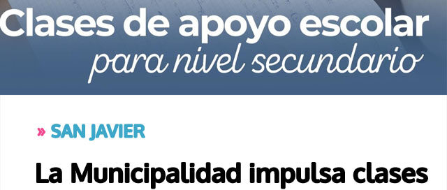 La Municipalidad impulsa clases gratuitas de apoyo escolar para estudiantes de nivel secundario